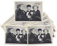 Moe Howard's Lot of 91 Semi-Glossy Photos With The Three Stooges Printed Signatures, Circa 1960s -- Each Measures 7'' x 5.25'' -- Near Fine Condition